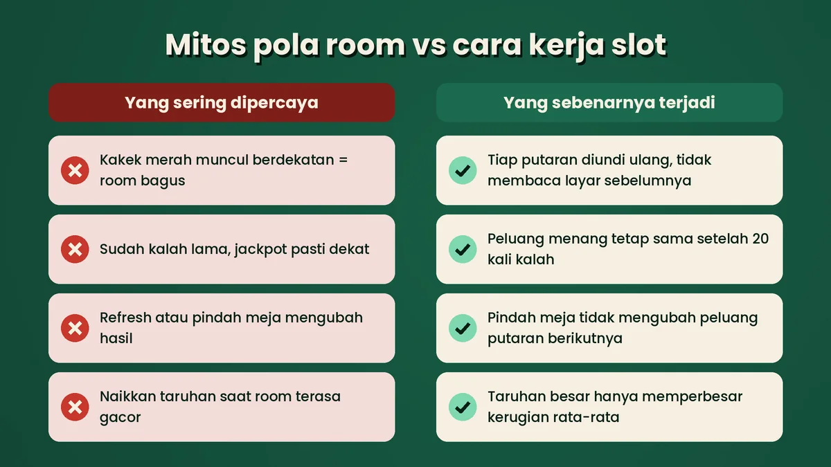 Tabel mitos pola room slot Fafafa dibandingkan cara kerja slot yang sebenarnya